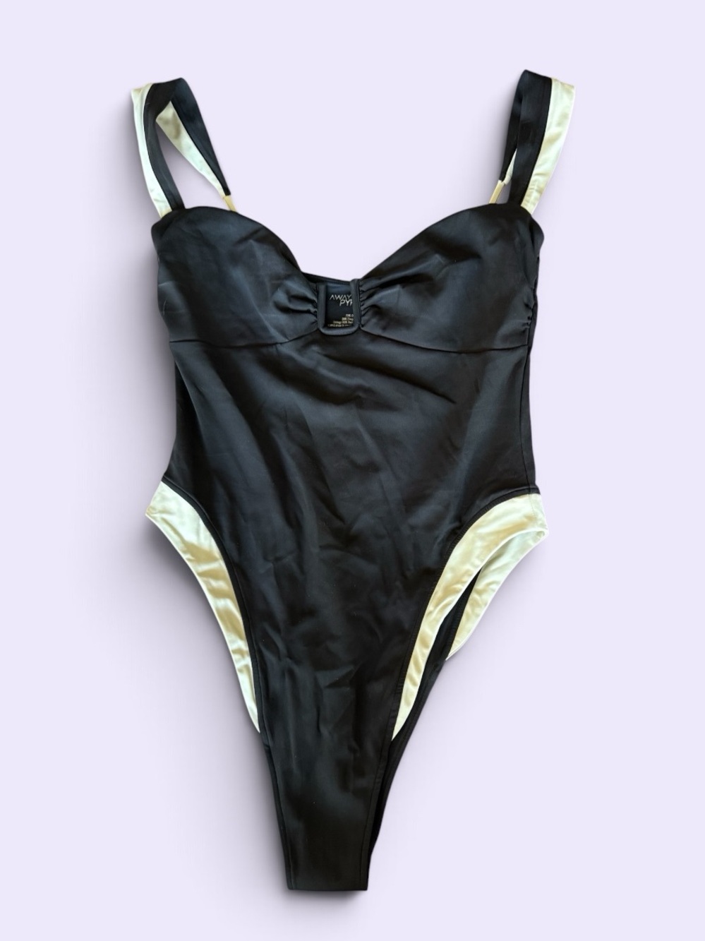Away That Day Classic Black One-Piece Swimsuit with Ivory Trim - Women Swim